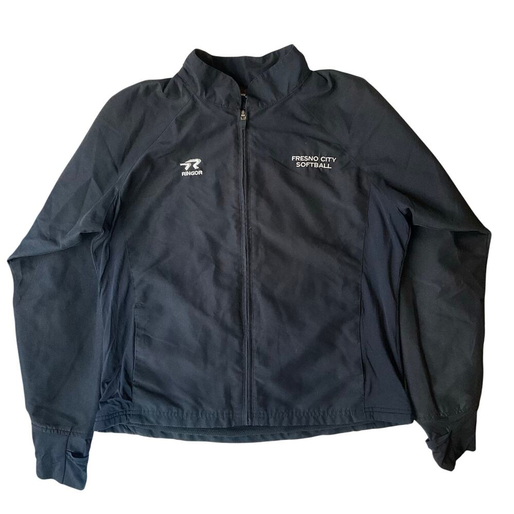 Ringo Sport Women Long Sleeve Full Zip Jacket size M, black,Fresno City Softball